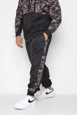 KAM Big & Tall Charcoal Grey Camo Side Panel Joggers