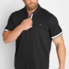 BadRhino Big & Tall Black Jersey Zip Polo Shirt