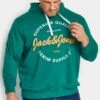 JACK & JONES Big & Tall Green Logo Print Hoodie