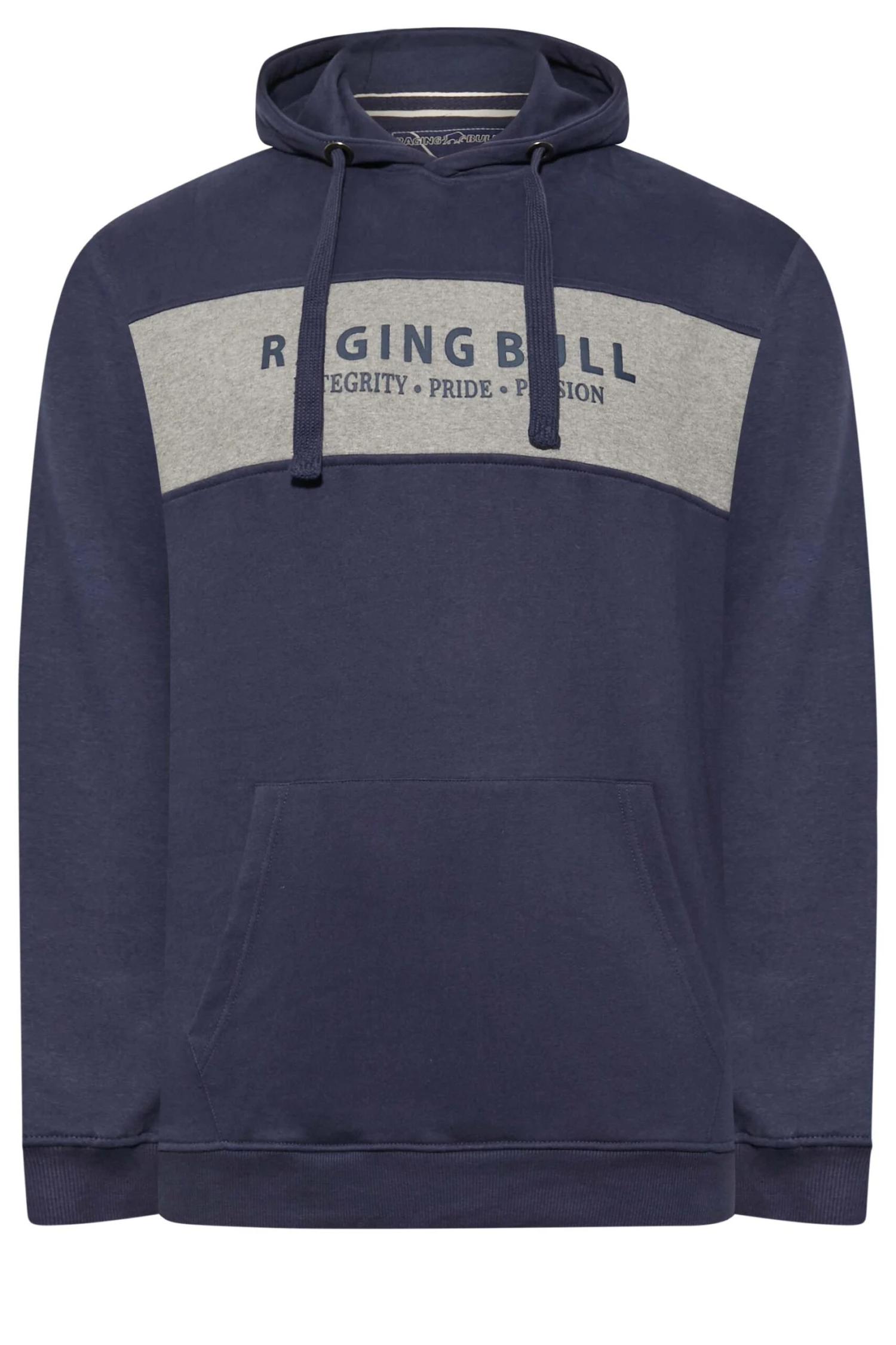 RAGING BULL Big & Tall Navy Blue Colour Block Logo Hoodie 3 RAGING BULL Big & Tall Navy Blue Colour Block Logo Hoodie - Image 3