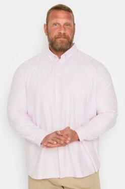 D555 Big & Tall Pink Long Sleeve Oxford Shirt