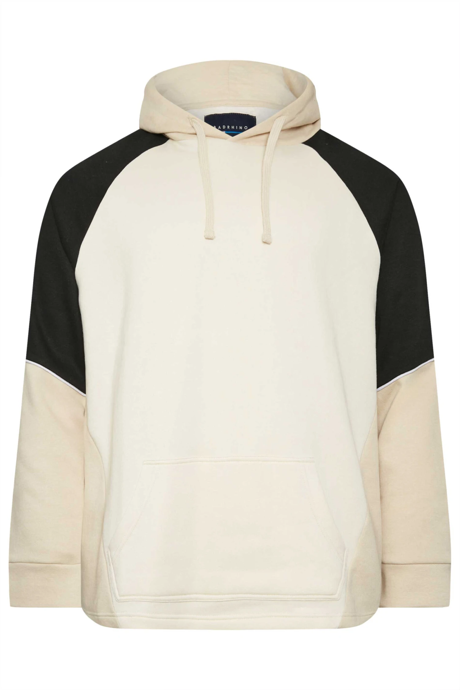 BadRhino Big & Tall Black & White Colourblock Hoodie 2 BadRhino Big & Tall Black & White Colourblock Hoodie - Image 2