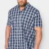 D555 Big & Tall Blue Check Print Shirt
