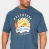 ED BAXTER Big & Tall Blue 'West Coast' Car Print T-Shirt