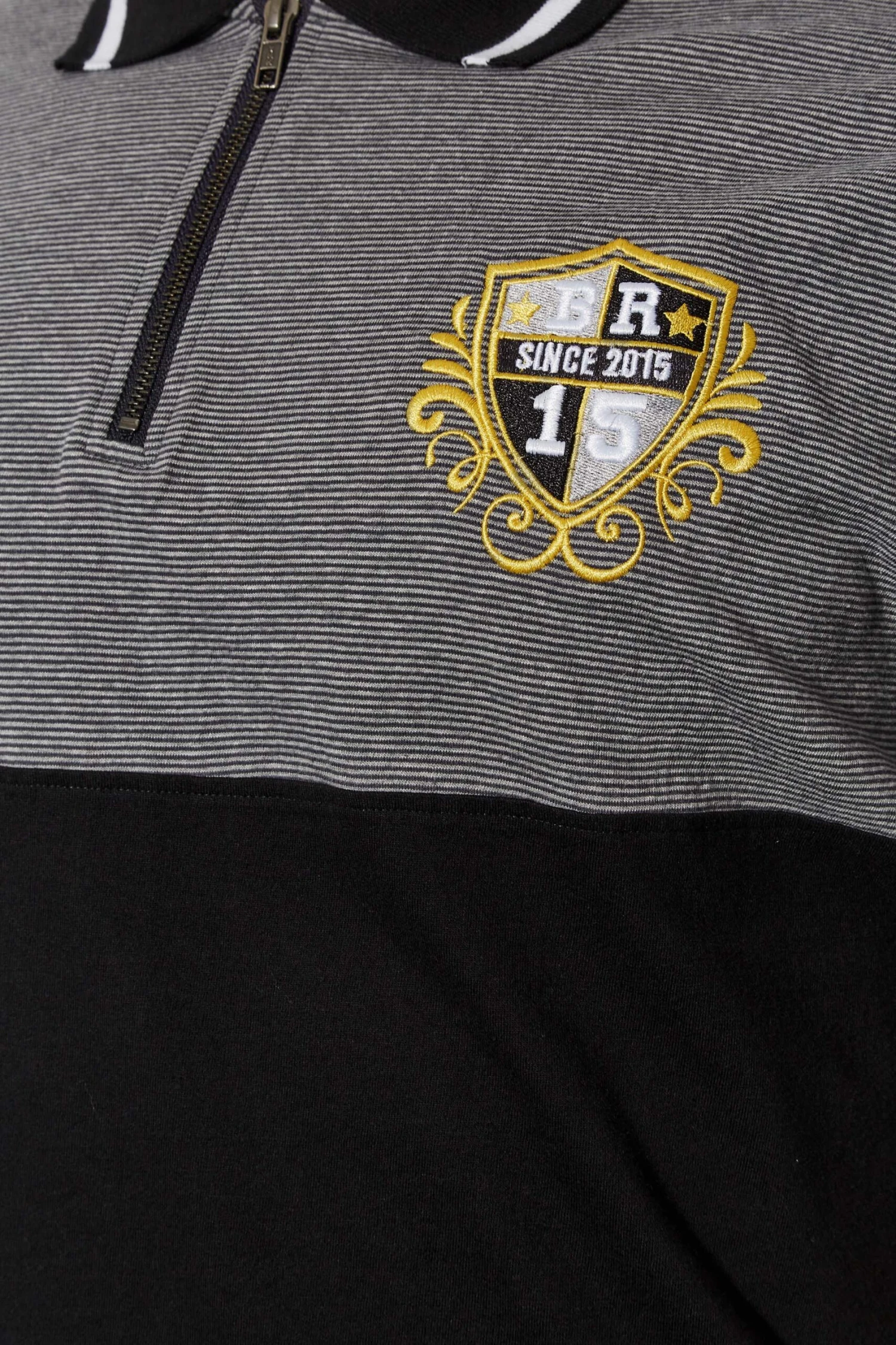 BadRhino Big & Tall Black Crest Zip Polo Shirt 2 BadRhino Big & Tall Black Crest Zip Polo Shirt - Image 2