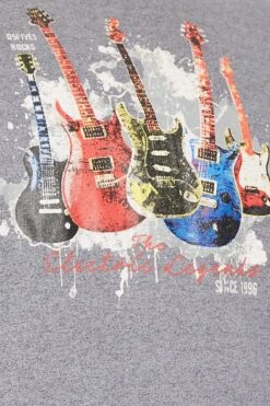 D555 Big & Tall Blue Electric Guitar Print T-Shirt -Menswear Mode Sales Store b2362105 ed09 4e 207605 Z2