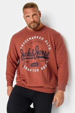 JACK & JONES Big & Tall Red Logo Print Sweatshirt