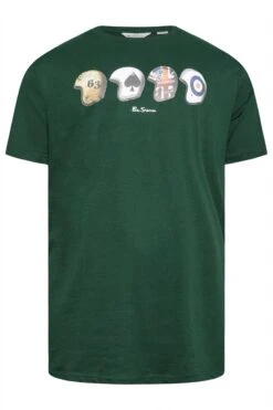 BEN SHERMAN Big & Tall Green Helmets Print T-Shirt