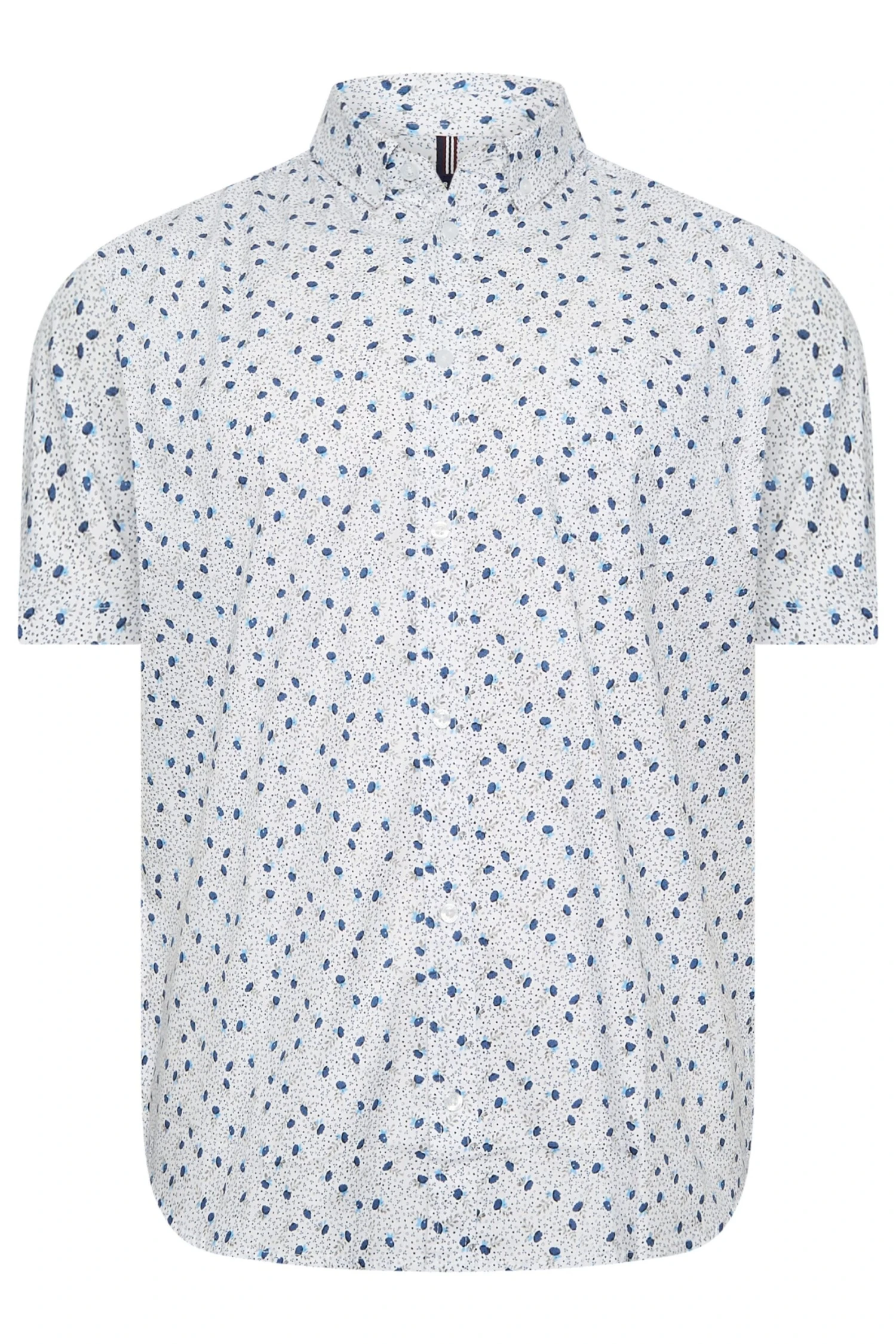 BadRhino Big & Tall White Floral Print Short Sleeve Shirt 3 BadRhino Big & Tall White Floral Print Short Sleeve Shirt - Image 3