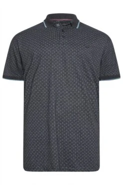 KAM Big & Tall Indigo Blue Dobby Print Polo Shirt -Menswear Mode Sales Store b5870b77 8738 49 208448 X