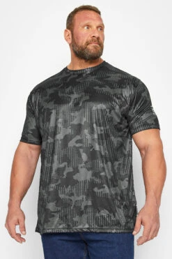 D555 Big & Tall Black Camo Print Dry Wear T-Shirt