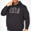 JACK & JONES Big & Tall Black Logo Hooded Sweatshirt