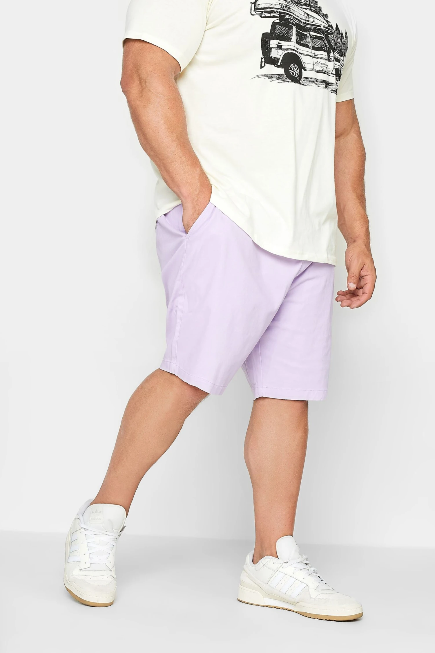 BadRhino Big & Tall Purple Stretch Elasticated Waist Chino Shorts 2 BadRhino Big & Tall Purple Stretch Elasticated Waist Chino Shorts - Image 2