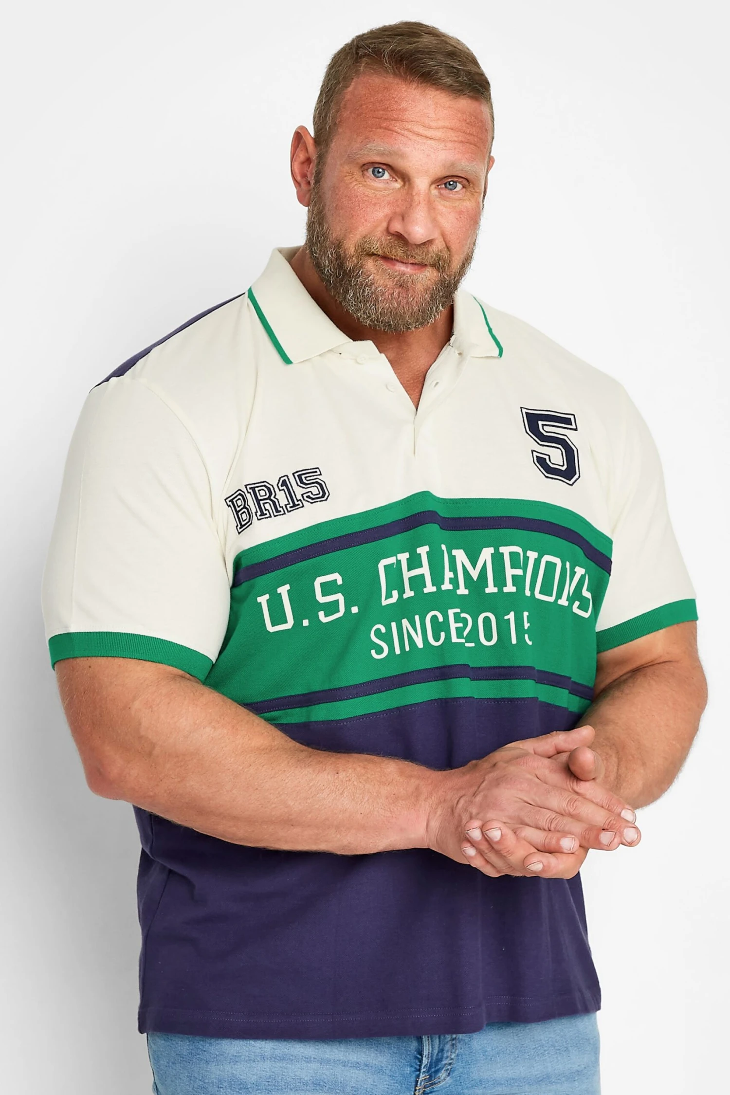 BadRhino Big & Tall Navy Blue & Green BR15 Champions Polo Shirt 1 BadRhino Big & Tall Navy Blue & Green BR15 Champions Polo Shirt