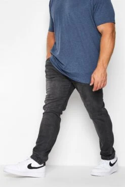 D555 Big & Tall Grey Tapered Stretch Jeans