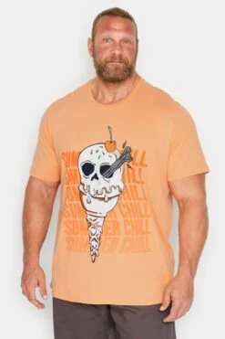 JACK & JONES Big & Tall Orange Ice Cream Skull Print T-Shirt