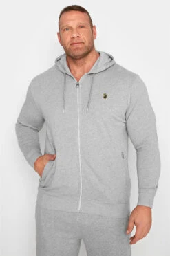 LUKE 1977 Big & Tall Grey Sport Zip Through Hoodie