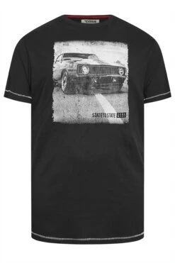 D555 Big & Tall Black Retro Car Print T-Shirt -Menswear Mode Sales Store b9c02feb 8176 47 208397 X