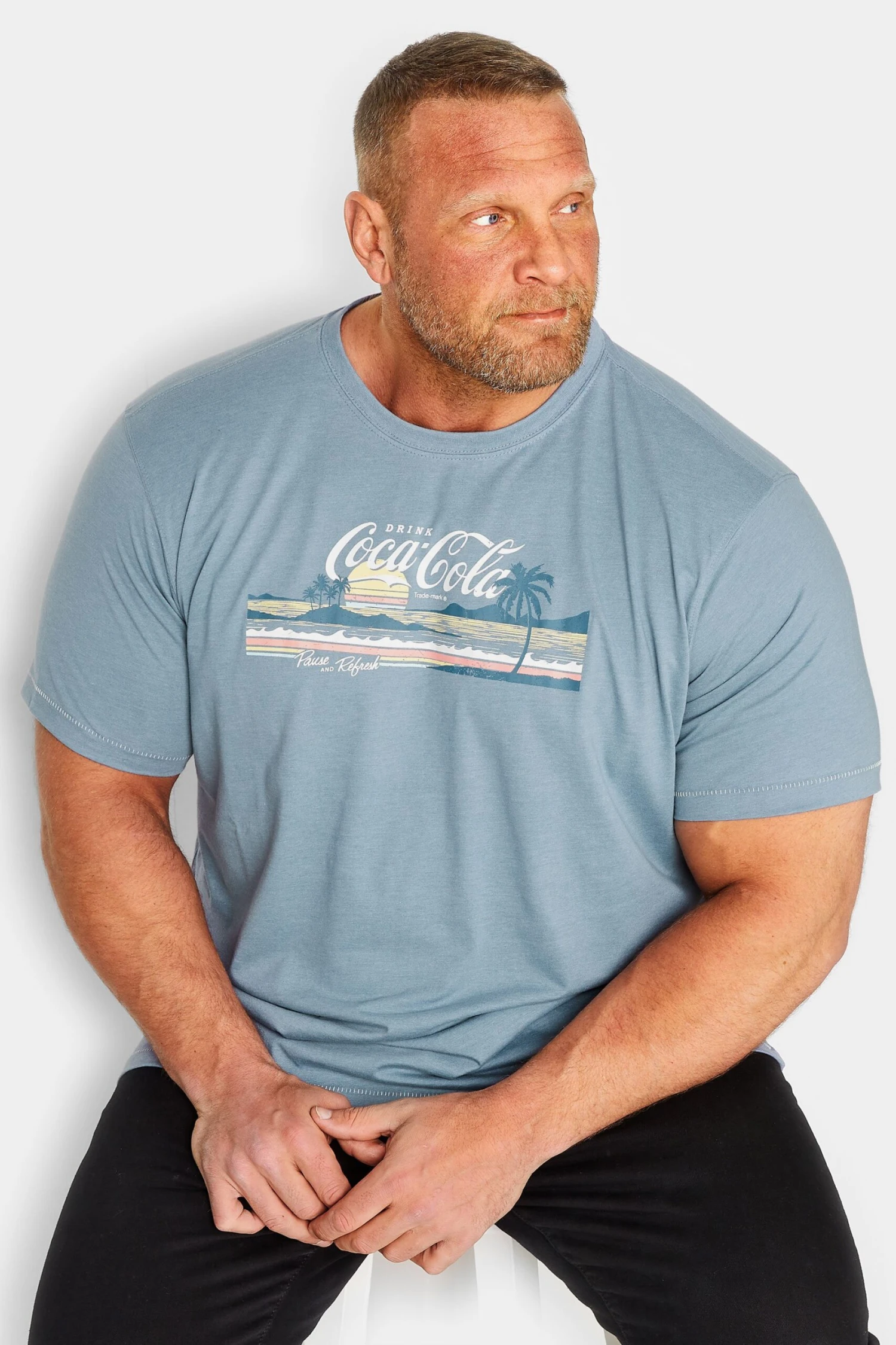 D555 Big & Tall Light Blue Official Coca Cola Print T-shirt 1 D555 Big & Tall Light Blue Official Coca Cola Print T-shirt