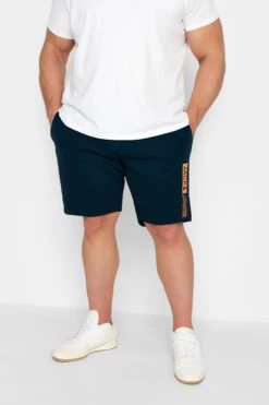 JACK & JONES Big & Tall Navy Blue Logo Jogger Shorts