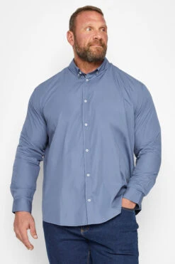 BadRhino Big & Tall Blue Long Sleeve Poplin Shirt