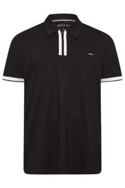 BadRhino Big & Tall Black Jersey Zip Polo Shirt 5 BadRhino Big & Tall Black Jersey Zip Polo Shirt -Menswear Mode Sales Store bc5f2c28 707b 4b 207657 X