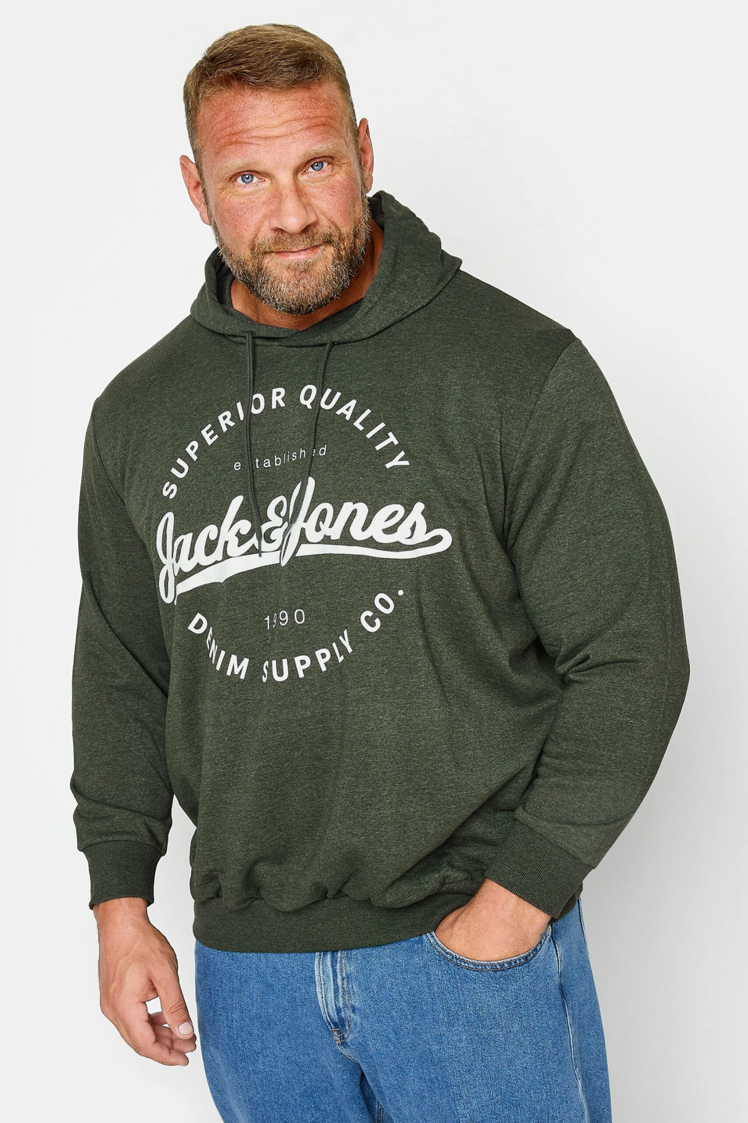 JACK & JONES Big & Tall Green Classic Logo Hoodie 1 JACK & JONES Big & Tall Green Classic Logo Hoodie