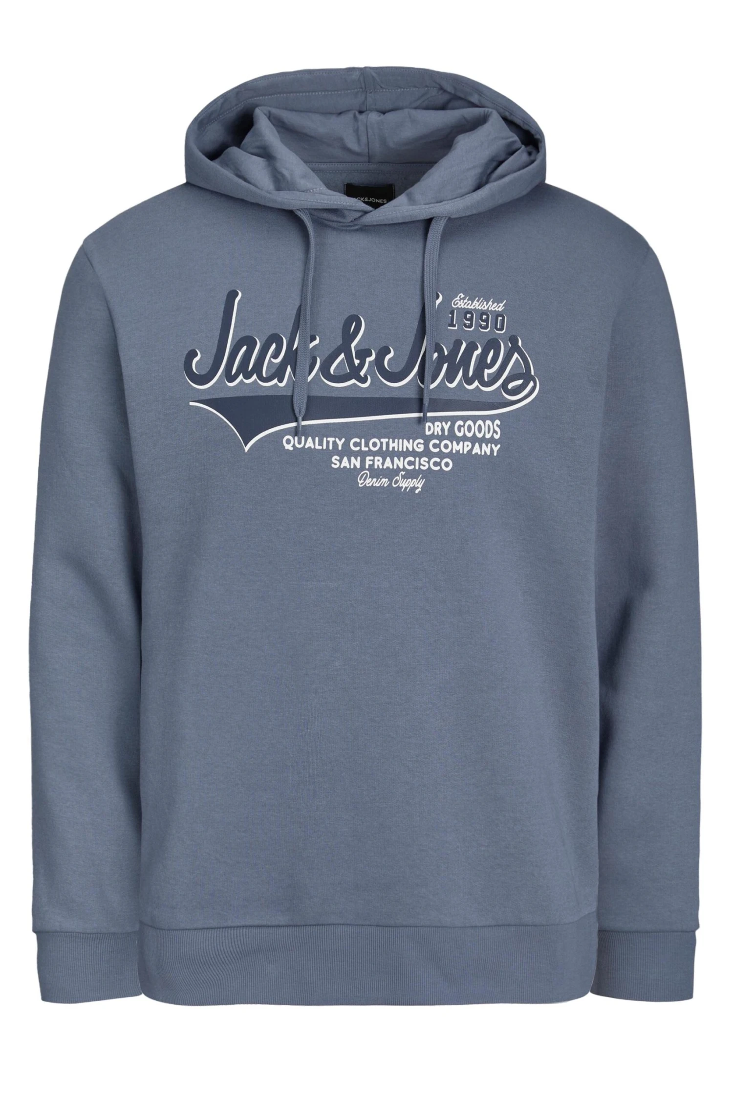 JACK & JONES Big & Tall Grey Printed Logo Hoodie 2 JACK & JONES Big & Tall Grey Printed Logo Hoodie - Image 2