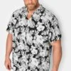 JACK & JONES Big & Tall Black Tropical Print Shirt