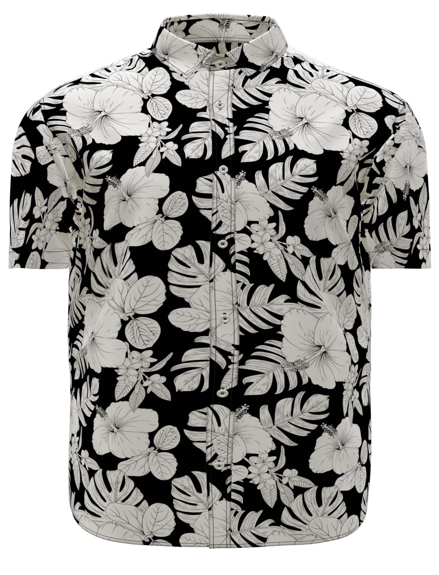 JACK & JONES Big & Tall Black Tropical Print Shirt 2 JACK & JONES Big & Tall Black Tropical Print Shirt - Image 2
