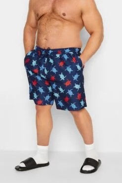 BadRhino Big & Tall Navy Blue Turtle Print Swim Shorts