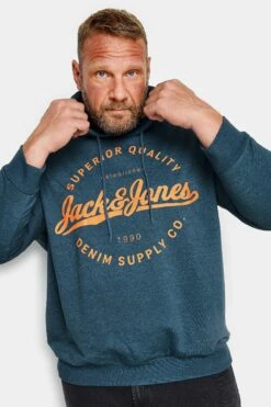 JACK & JONES Big & Tall Blue Classic Logo Hoodie