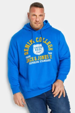 JACK & JONES Big & Tall Blue Printed Hoodie