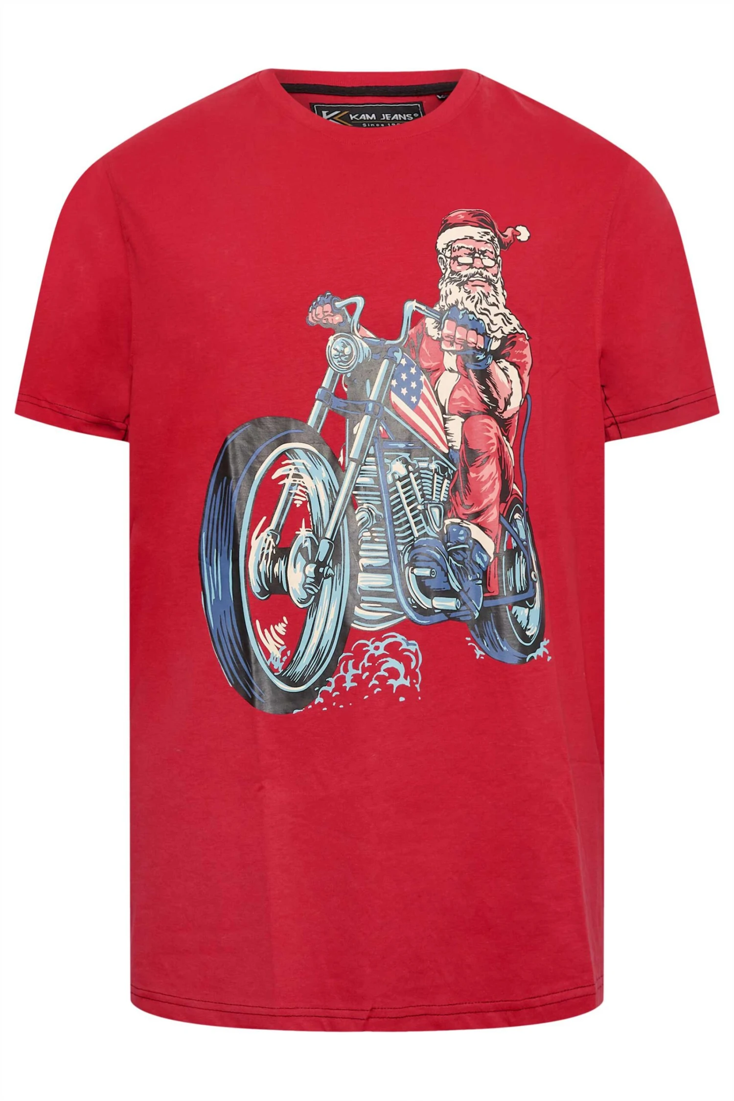 KAM Big & Tall Red Santa Biker Christmas T-Shirt 2 KAM Big & Tall Red Santa Biker Christmas T-Shirt - Image 2