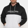 JACK & JONES Black Colour Block Hoodie