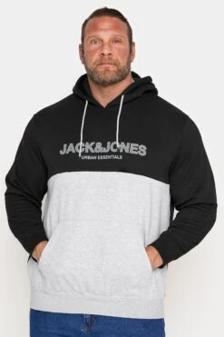 JACK & JONES Black Colour Block Hoodie