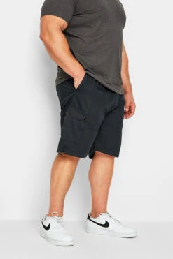 ESPIONAGE Big & Tall Black Ripstop Cargo Shorts