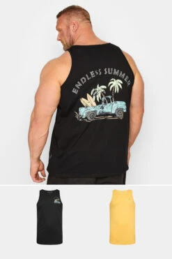 BadRhino Big & Tall 2 PACK Black & Yellow 'Endless Summer' Vests
