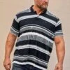 BadRhino Big & Tall Navy Blue & White Stripe Polo Shirt
