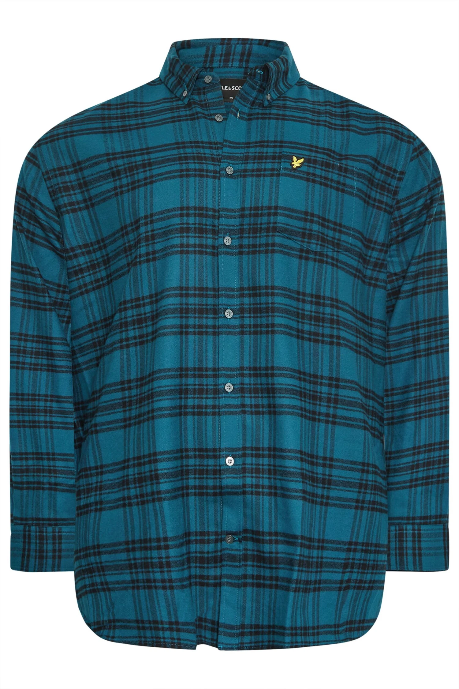 LYLE & SCOTT Big & Tall Navy Blue Check Flannel Shirt 2 LYLE & SCOTT Big & Tall Navy Blue Check Flannel Shirt - Image 2