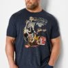 JACK & JONES Big & Tall Navy Blue Skeleton Guitar Print T-Shirt