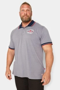 D555 Big & Tall Grey Embroidered Polo Shirt