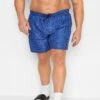 ESPIONAGE Big & Tall Blue Geometric Print Swim Shorts