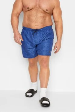 ESPIONAGE Big & Tall Blue Geometric Print Swim Shorts