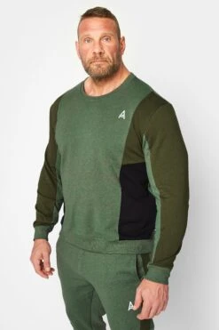 STUDIO A Big & Tall Khaki Green Cut & Sew Sweatshirt