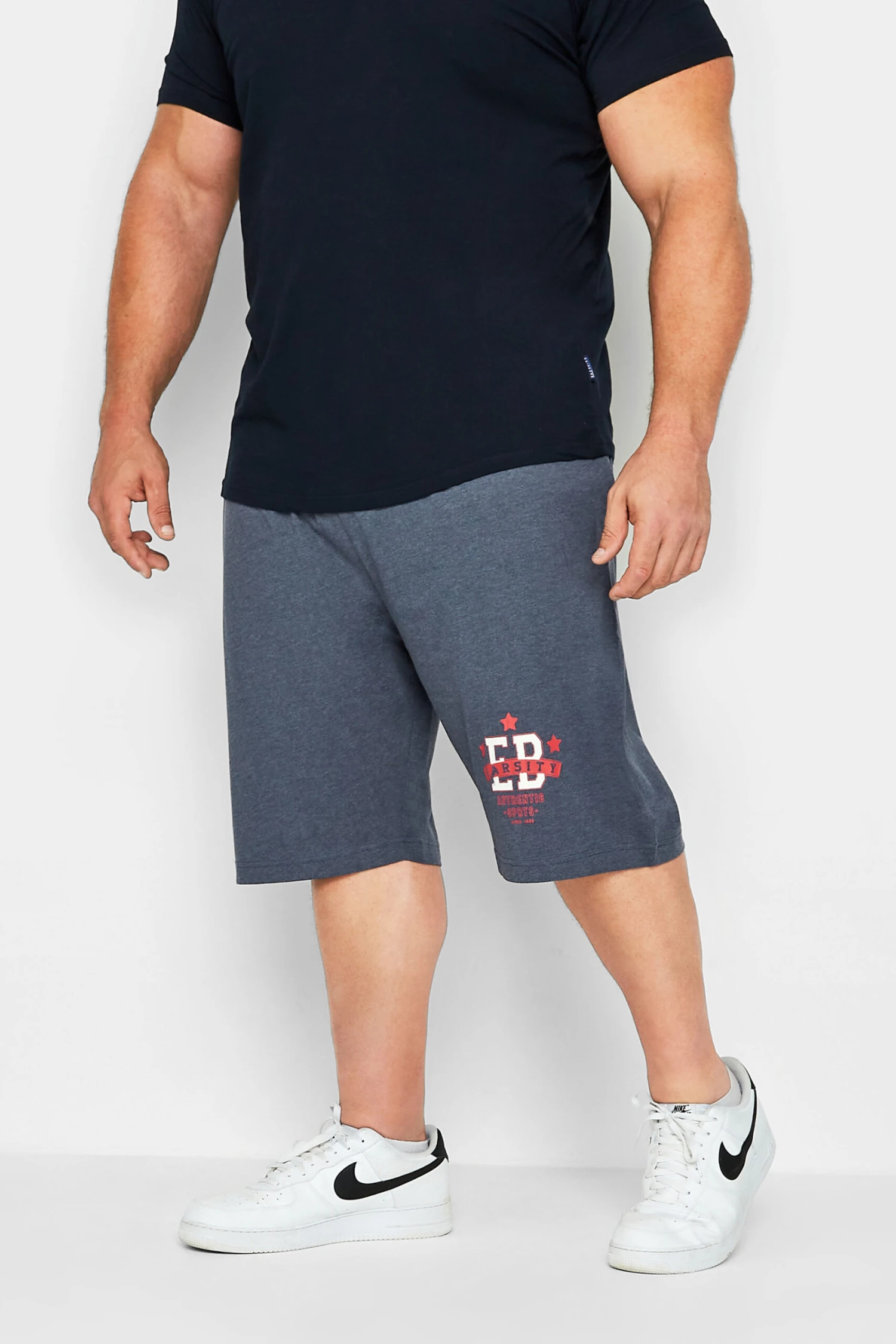 ED BAXTER Big & Tall Blue Varsity Logo Jogger Shorts 1 ED BAXTER Big & Tall Blue Varsity Logo Jogger Shorts