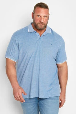 BadRhino Big & Tall Blue Birdseye Polo Shirt