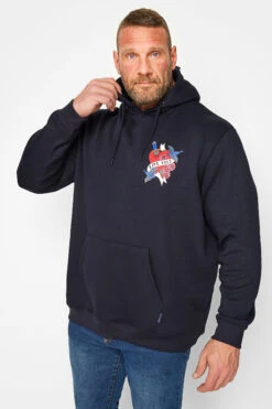 BadRhino Big & Tall Navy Blue 'Live Free' Heart Print Hoodie