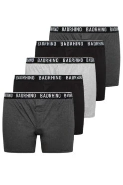 BadRhino Big & Tall 5 PACK Black & Grey Button Up Loose Fit Boxers -Menswear Mode Sales Store c8f754ed da84 4c 208597 XS