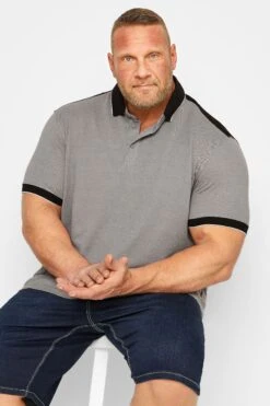 D555 Big & Tall Grey Pique Polo Shirt